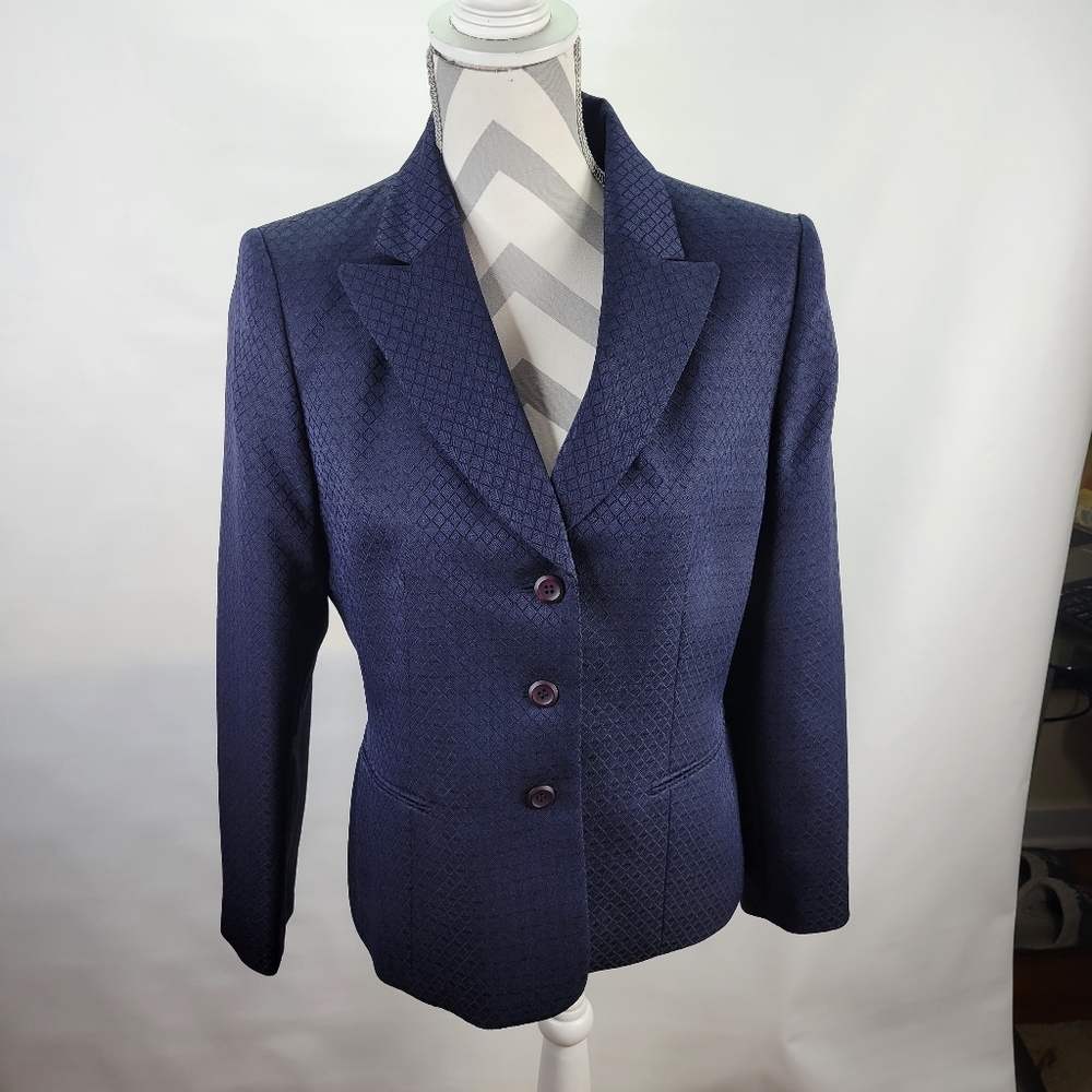 Kasper Petite Navy Blazer Blue on Blue design 3 Button Lined Size 10P